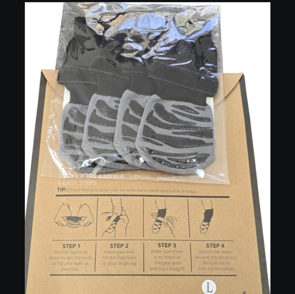 New Dok Gray and Black Dog Paw Protectors (SIZE:large )